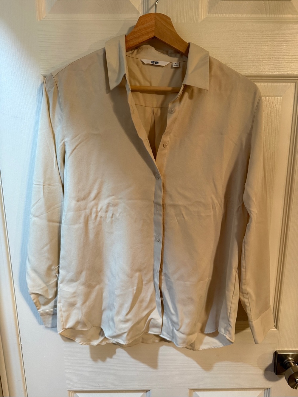 Uniqlo Light Cream Button-Down Blouse - Uniqlo